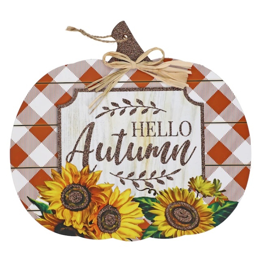 Hello Autumn Sunflower Pumpkin Fall Rustic Wall Decor Sign - Picture 8 of 8